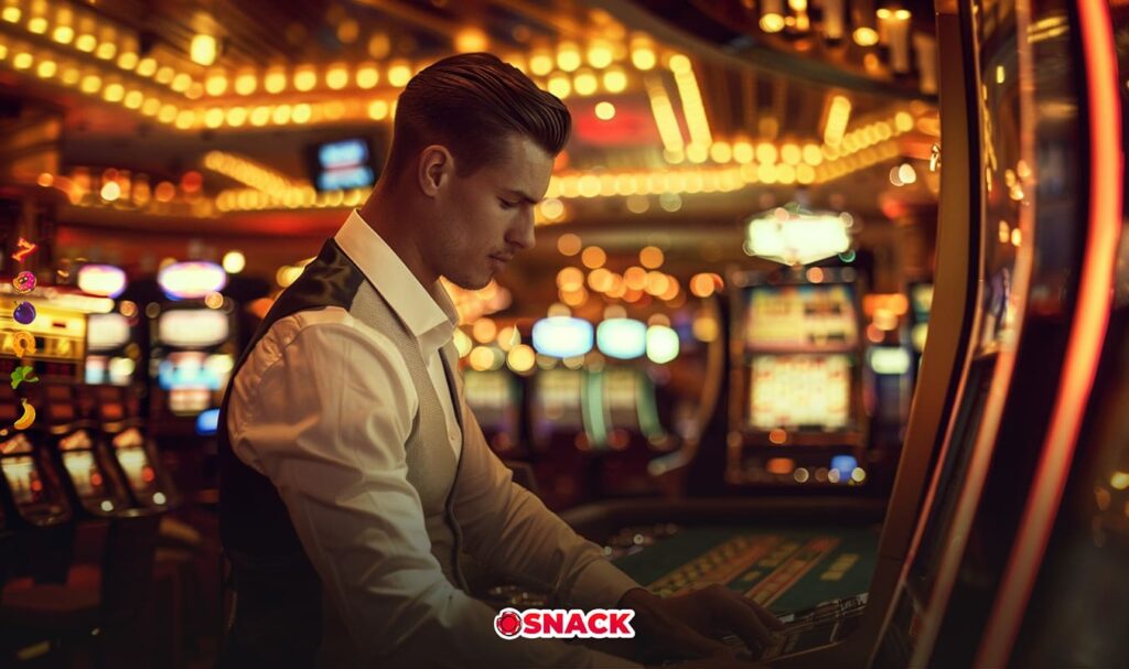 Cardano casino - man playing slots